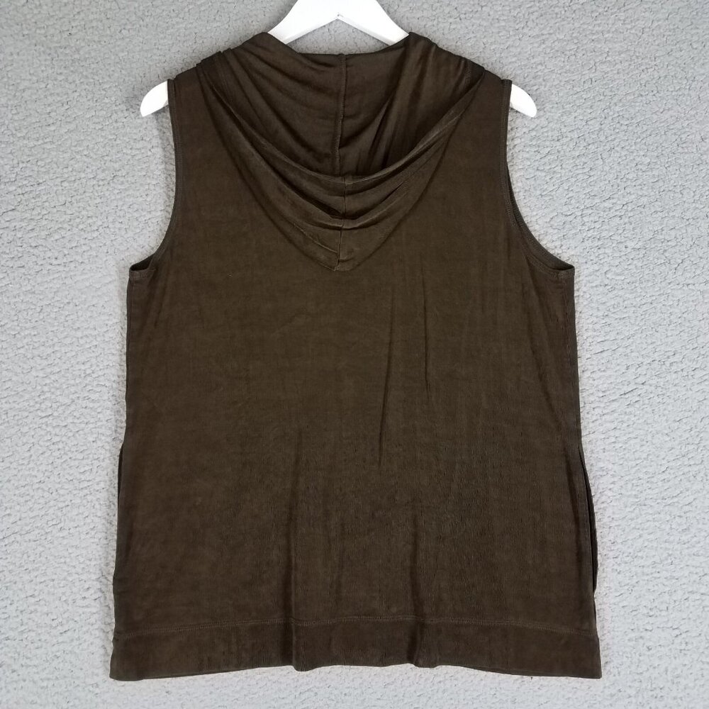Chico's Travelers Hooded Vest Women's 2/ Large Slinky Full Zip Travel Brown - Picture 2 of 11
